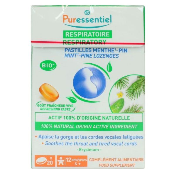 Puressentiel Past Respir Gorg Ment-Pin 20