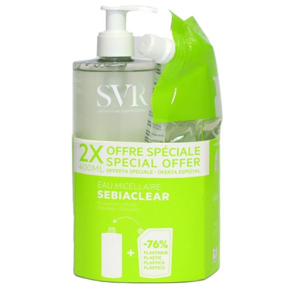 Svr Sebiaclear Eau Micellairrech 2X400Ml